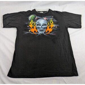 Vanson In‎ Gear Vintage Razorwear Flaming Skull Large Cotton T-Shirt